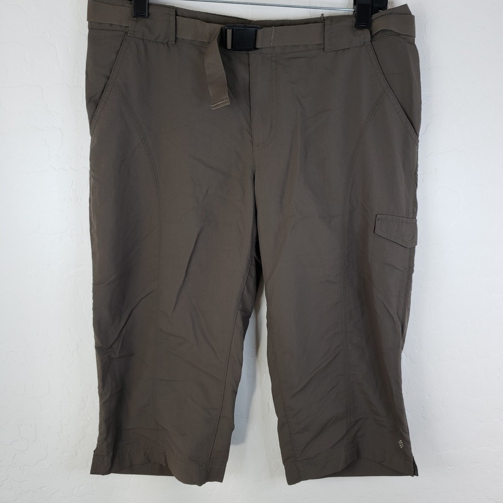 Columbia 32x17 Omni Shade Capri Packable Hiking  Pants Women's 12 Belted‎ Green